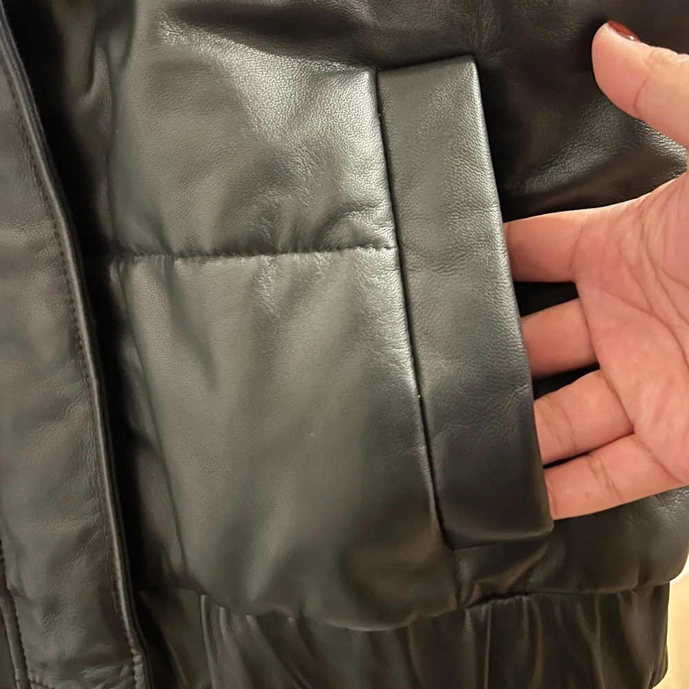 Quince 100% Black Leather Puffer Vest - Picture 6 of 8